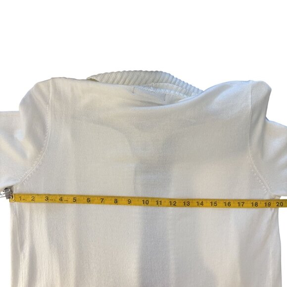 Joan Vass Ribbed Hem Open Front Cardigan Large Acrylic Rayon Blend White - Picture 10 of 12